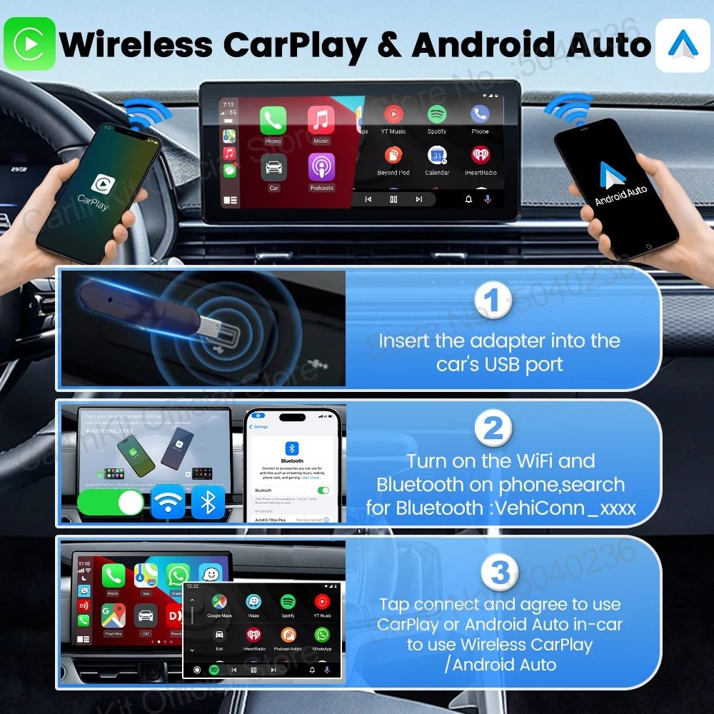 CarlinKit Mini Ultra Wireless CarPlay Adapter With Android Auto USB Plug And Play 4