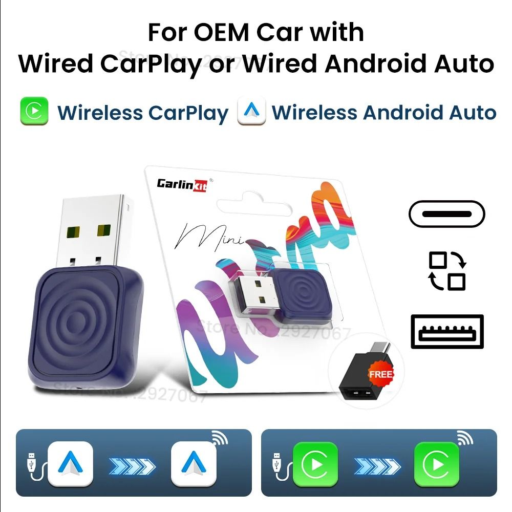 CarlinKit Mini Ultra Wireless CarPlay Adapter With Android Auto USB Plug And Play 6