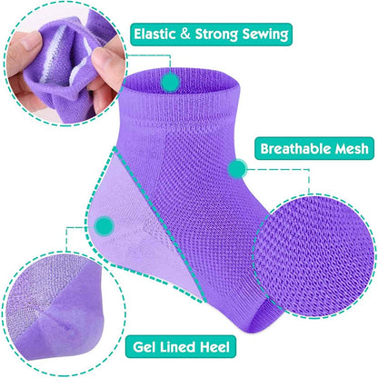 Heel Socks Feet Skin Care Colorful Silicone Moisturizing Gel Cracked Dry Heel Repair Protectors Plantar Fasciitis Inserts Pads