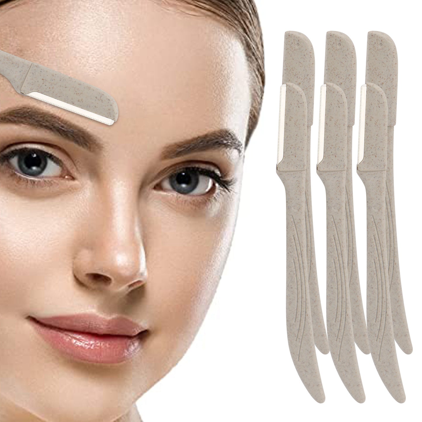 Eco-Friendly Wheat Straw Eyebrow Trimmer, Stainless Steel Eyebrow Razor, Environmentally Biodegradable Eye Brow Shaving