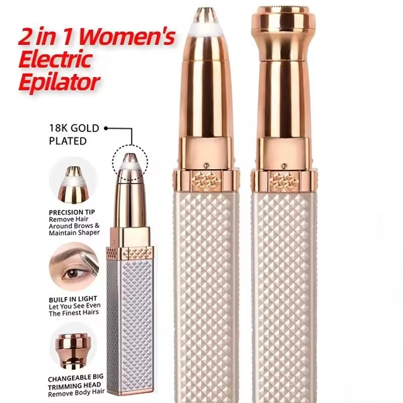 Womens Electric Eyebrow Trimmer USB Charging Portable Epilator Painless Bikini Razor for Female Face & Body Grooming