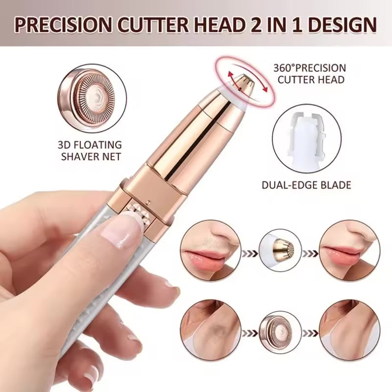 Womens Electric Eyebrow Trimmer USB Charging Portable Epilator Painless Bikini Razor for Female Face & Body Grooming