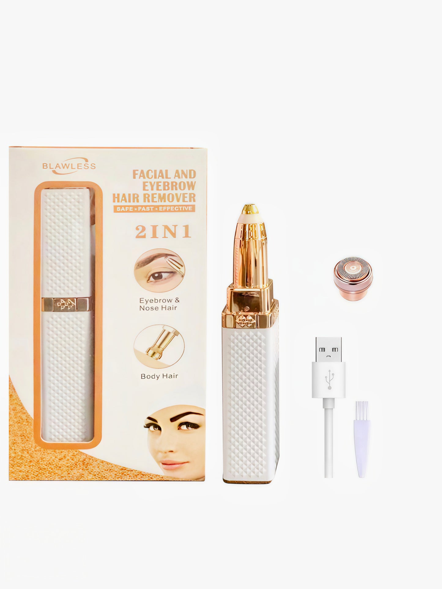Womens Electric Eyebrow Trimmer USB Charging Portable Epilator Painless Bikini Razor for Female Face & Body Grooming