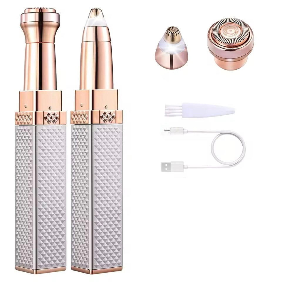 Womens Electric Eyebrow Trimmer USB Charging Portable Epilator Painless Bikini Razor for Female Face & Body Grooming