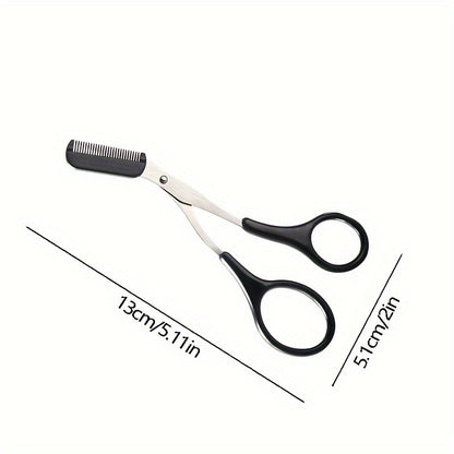 Stainless Steel Pink Eyebrow Trimmer Scissors with Comb, Precision Beauty Tool for Safe, Easy & Comfortable Eyebrow