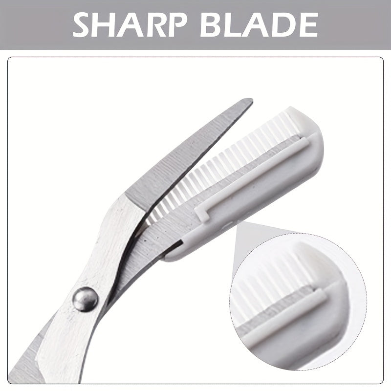 Stainless Steel Pink Eyebrow Trimmer Scissors with Comb, Precision Beauty Tool for Safe, Easy & Comfortable Eyebrow