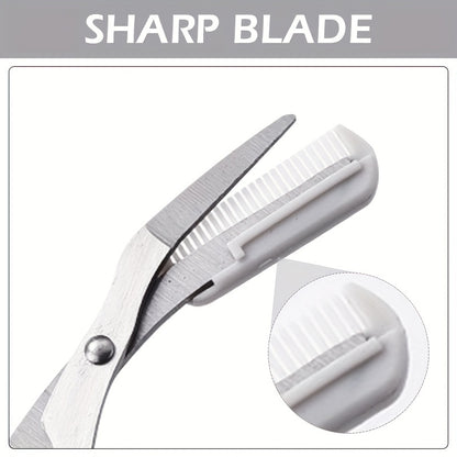 Stainless Steel Pink Eyebrow Trimmer Scissors with Comb, Precision Beauty Tool for Safe, Easy & Comfortable Eyebrow