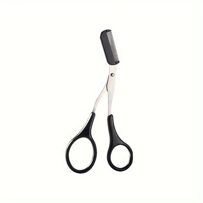 Stainless Steel Pink Eyebrow Trimmer Scissors with Comb, Precision Beauty Tool for Safe, Easy & Comfortable Eyebrow
