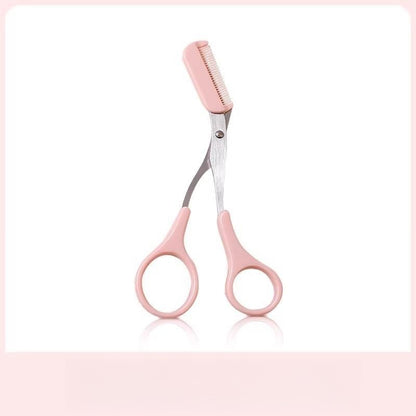 Stainless Steel Pink Eyebrow Trimmer Scissors with Comb, Precision Beauty Tool for Safe, Easy & Comfortable Eyebrow
