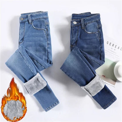 Womens Thermal Fleece Lined Skinny Jeans