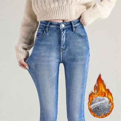 Womens Thermal Fleece Lined Skinny Jeans 1