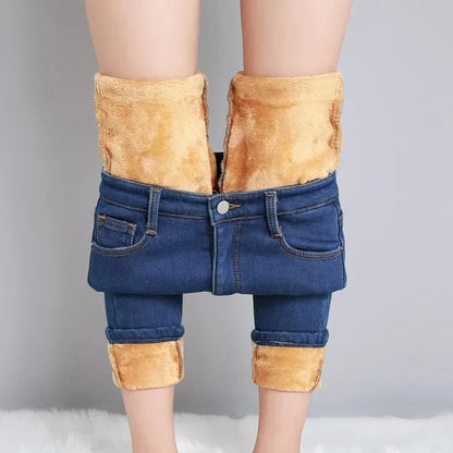 Womens Thermal Fleece Lined Skinny Jeans 8