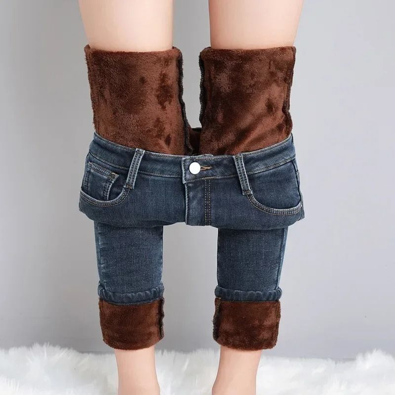 Womens Thermal Fleece Lined Skinny Jeans 12