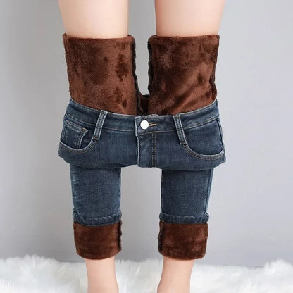 Womens Thermal Fleece Lined Skinny Jeans 12