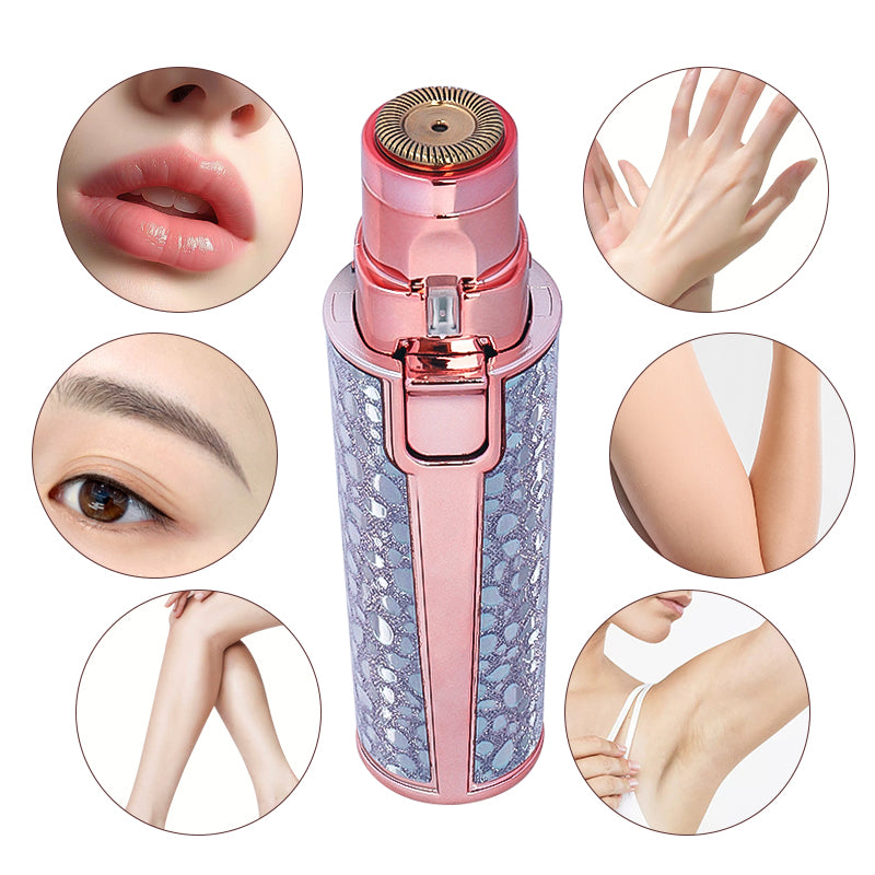 Painless Rechargeable Facial Hair Removal & Eyebrow Shaver, Face, Lips, Body Razor with Built-in LED Light USB