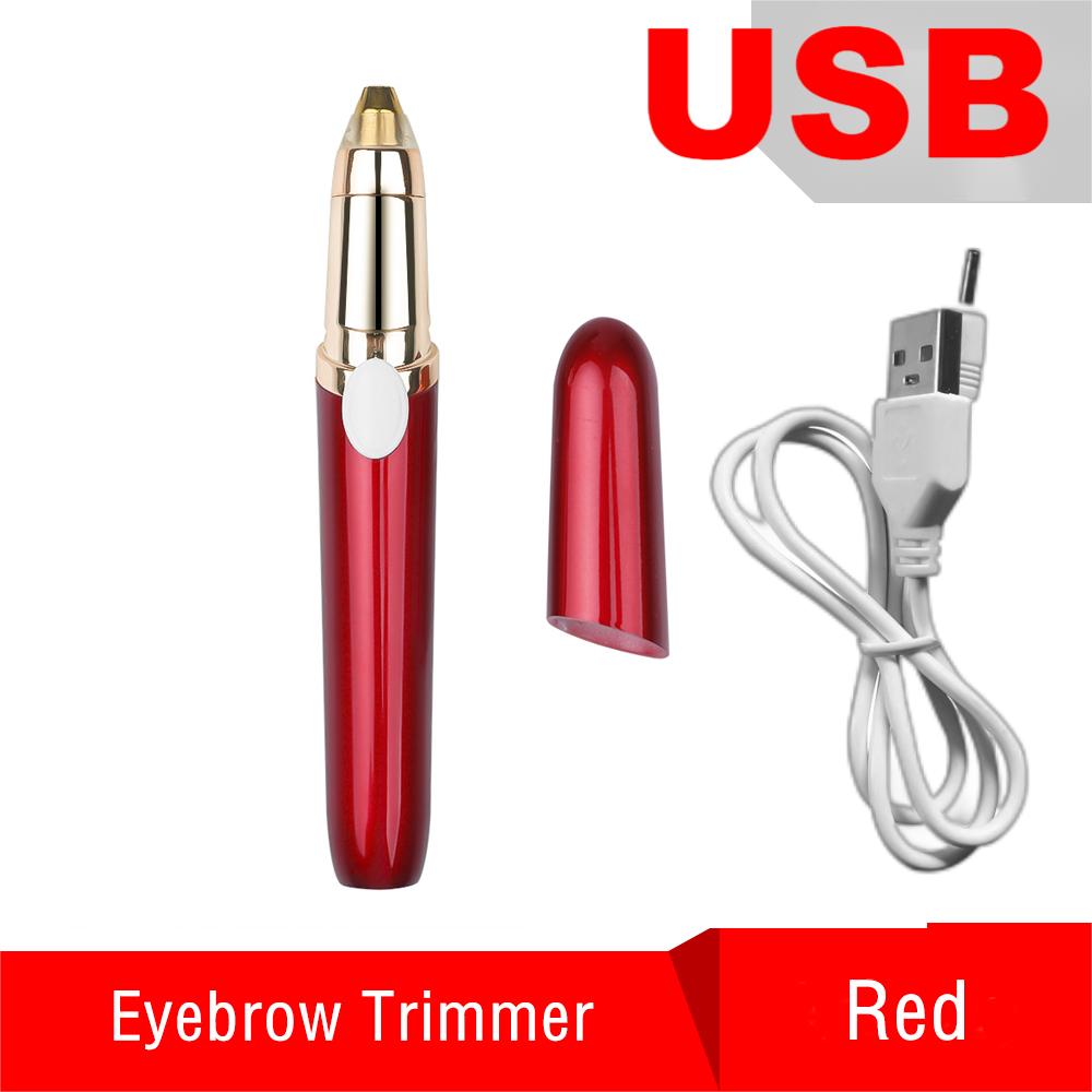 USB Rechargeable Electric Eyebrow Trimmer Women Eye Brow Epilator Lipstick Shaper Shaver Painless Razor Facial Hair