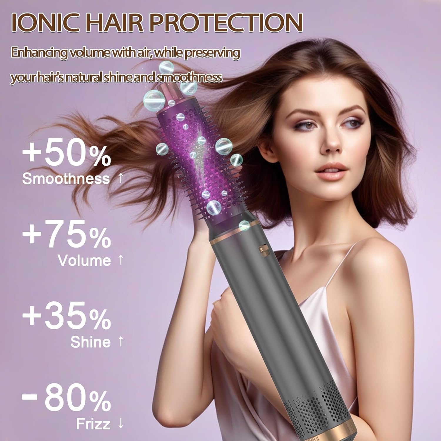5 In 1 Hair Dryer Brush  Hot Air Curling Brush Negative Ion Air Styler For All Hair Types Perfect F 3