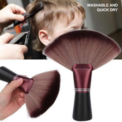 Fan Shape Soft Hairdressing Hair Cutting Broken Hair Sweep Brush, Ergonomic Neck Sweep Tool for Salon & Barber