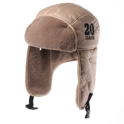 SupSindy Men Winter Bomber Hat With Goggles Warm Leather Pilot Ushanka Earflap Hat Motorcycle Windp
