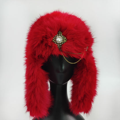 Womens Designer Luxury Bomber Hat Ski Cap Faux Fur Pilot Hat Diamond Thickened Winter Hat With Vers 7