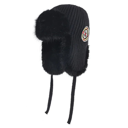 Womens Russian Caps Fur Winter Thickened Warm Knit Ushanka Earflap Pilot Hat Ski Snow Bomber Hat 9