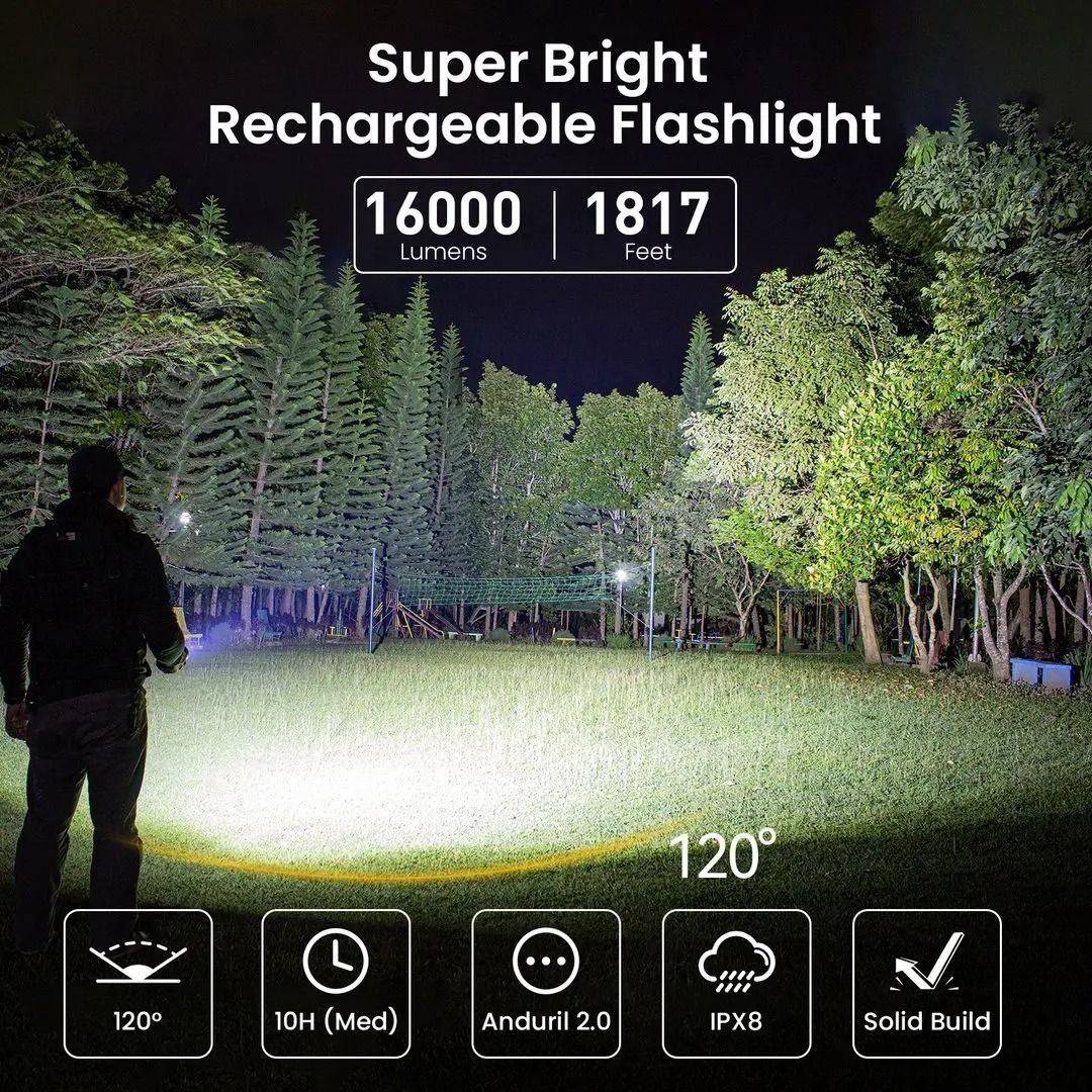 Sofirn Q8 Plus LED Flashlight 16000 Lumen USB C Rechargeable Torch With Reverse Charging 1