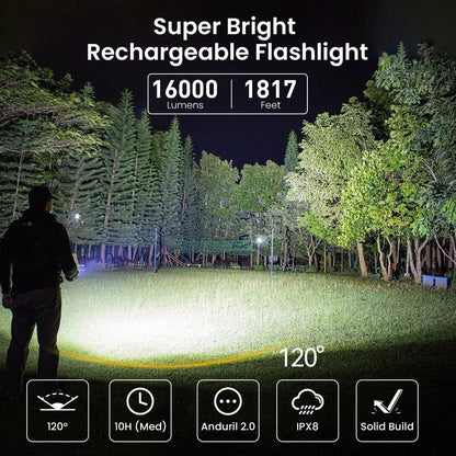 Sofirn Q8 Plus LED Flashlight 16000 Lumen USB C Rechargeable Torch With Reverse Charging 1