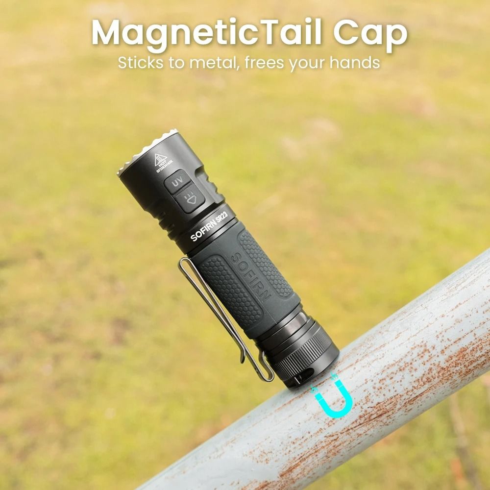 Sofirn SR23 Dual Light Flashlight 3300 Lumen White Floodlight With 365nm UV And Magnetic Tailcap 4