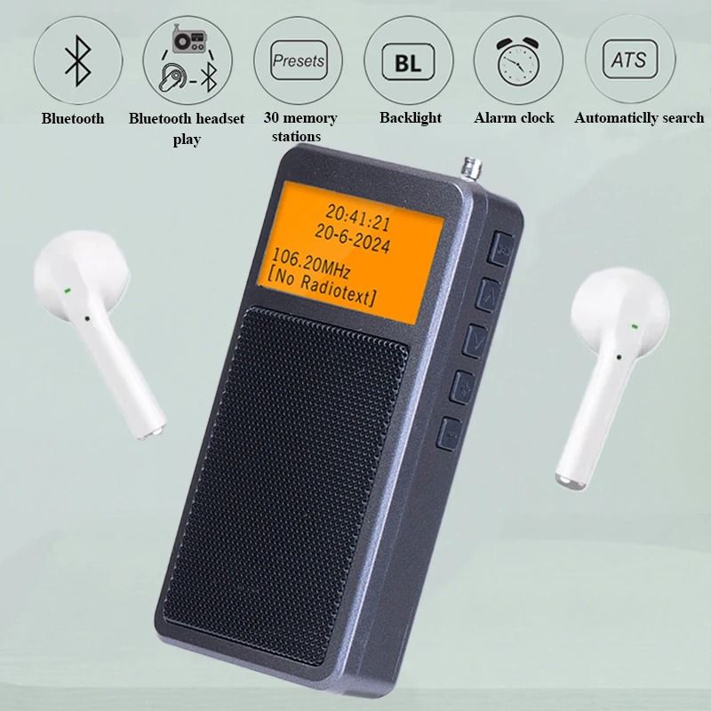 Mini Portable Bluetooth Radio with DSP FM Stereo and Alarm Clock Function