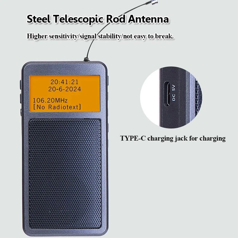 Mini Portable Bluetooth Radio With DSP FM Stereo And Alarm Clock Function 3