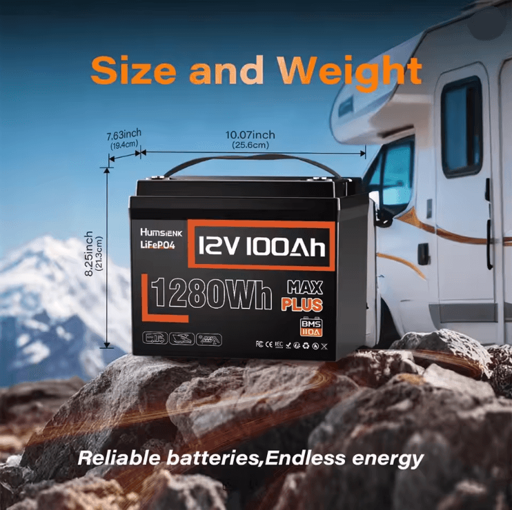 Humsienk 12V 100Ah LiFePO4 Lithium Battery With 100A BMS For RV Marine And Solar Power 1