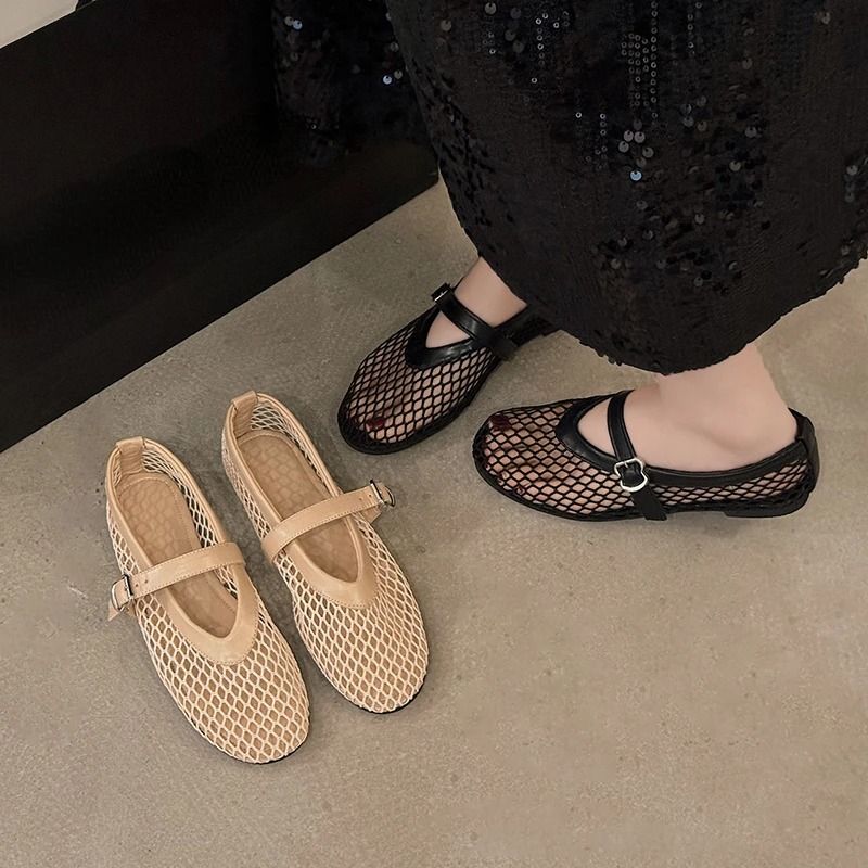 Womens Mary Jane Flats With CutOut Design And Buckle Strap 1
