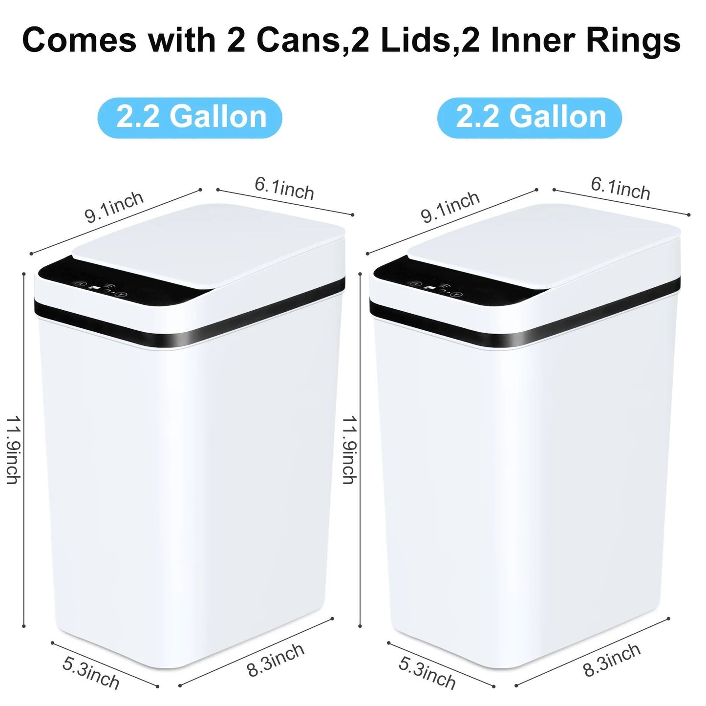 2 Pack 12L Automatic Trash Cans With Motion Sensor And Slim Design 2