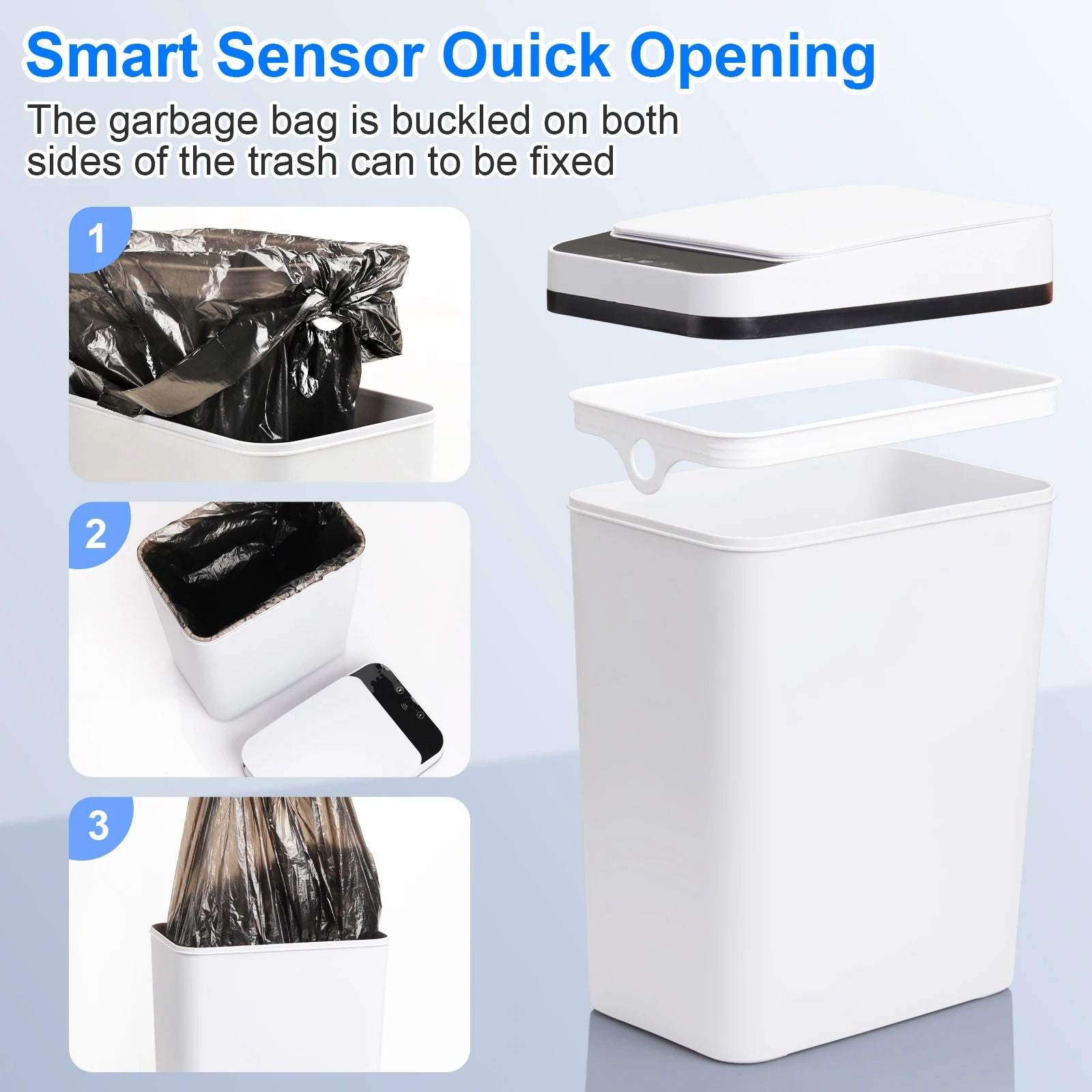 2 Pack 12L Automatic Trash Cans With Motion Sensor And Slim Design 4