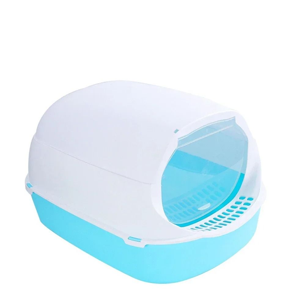 Semi Enclosed Cat Litter Box Splashproof Kitty Toilet With Cleaning Basin 9