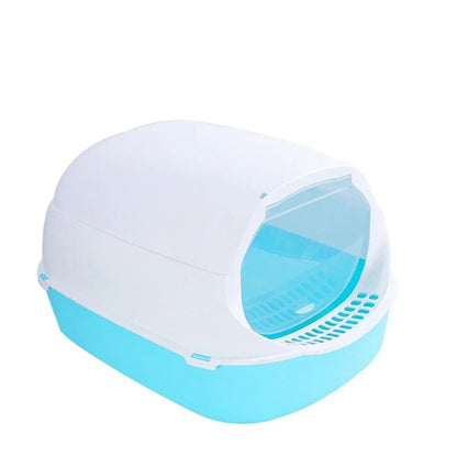 Semi Enclosed Cat Litter Box Splashproof Kitty Toilet With Cleaning Basin 9
