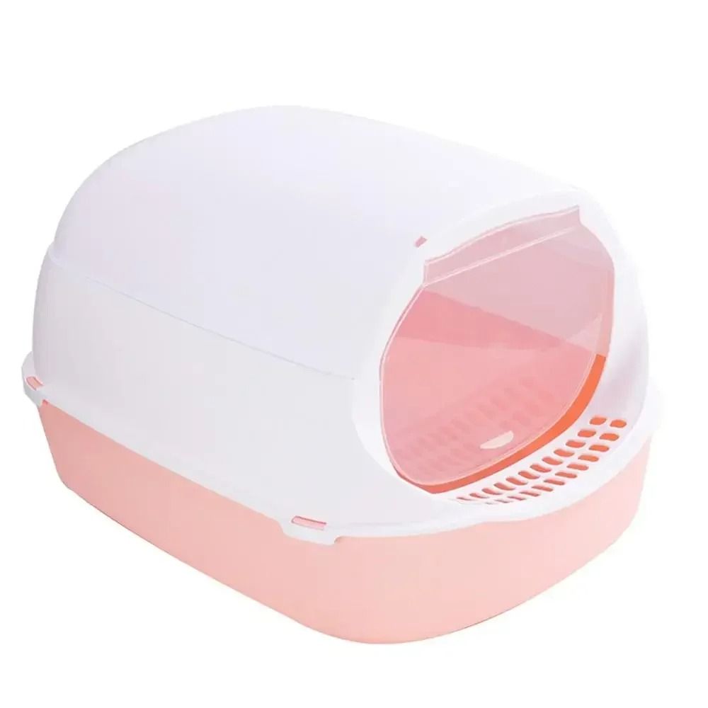 Semi Enclosed Cat Litter Box Splashproof Kitty Toilet With Cleaning Basin 10