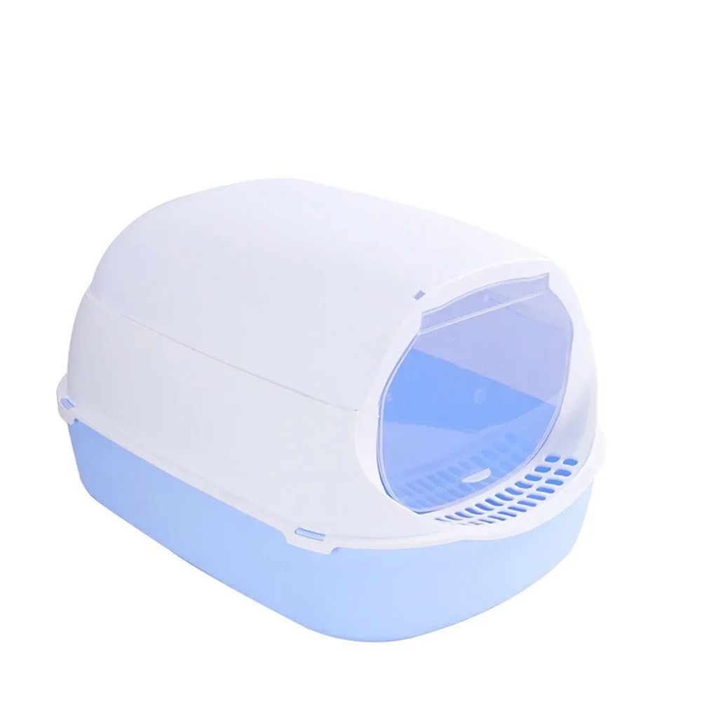 Semi Enclosed Cat Litter Box Splashproof Kitty Toilet With Cleaning Basin 11