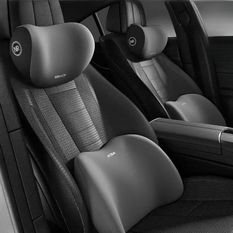 Car Memory Foam Neck Pillow and Lumbar Cushion Backrest Support