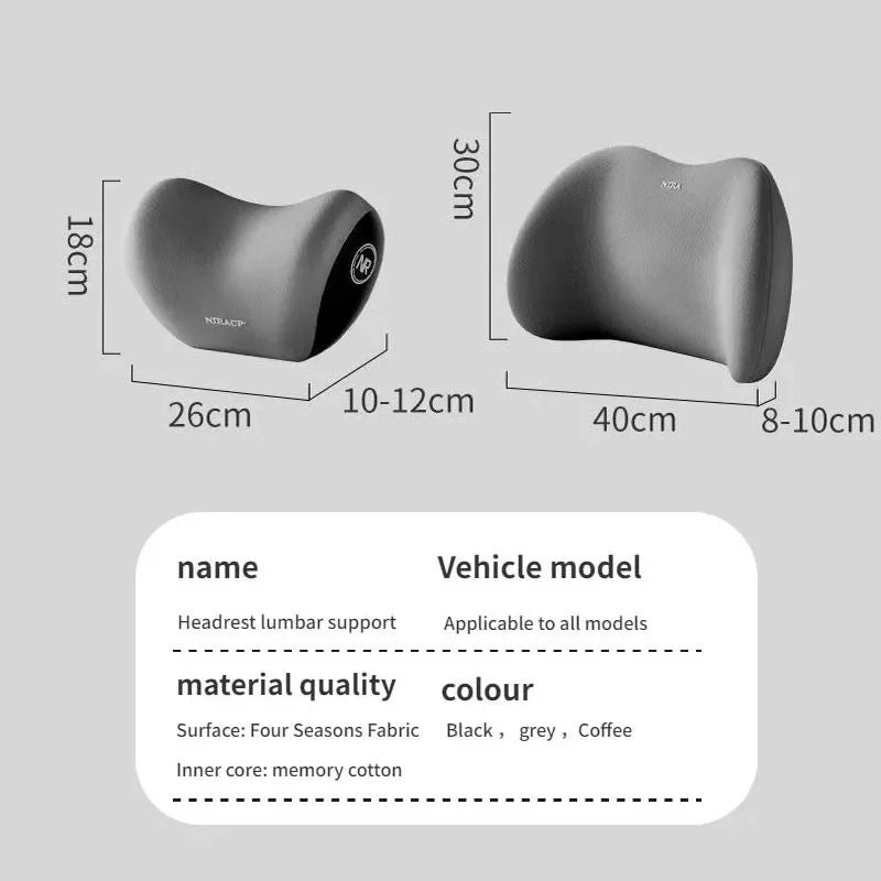 Car Memory Foam Neck Pillow And Lumbar Cushion Backrest Support 1