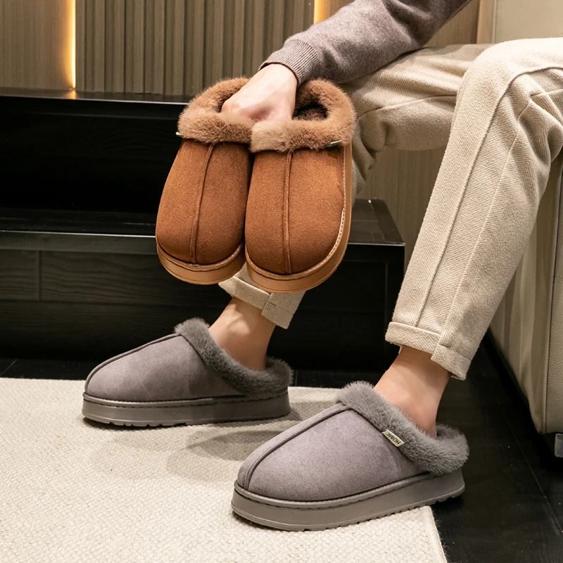 Fluffy Winter Slippers With Thick Sole Anti Slip Warm Indoor Shoes For Men And Couples 3