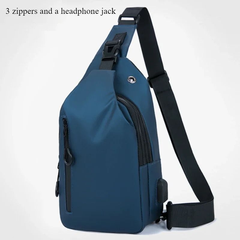 Mens Crossbody Chest Bag With USB Charging Port Casual Shoulder Bag 10