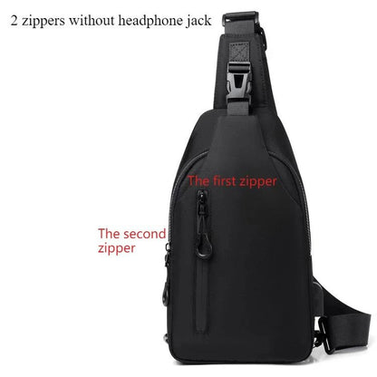 Mens Crossbody Chest Bag With USB Charging Port Casual Shoulder Bag 12