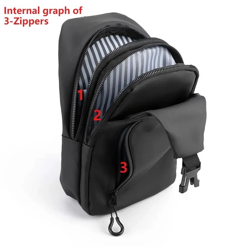 Mens Crossbody Chest Bag With USB Charging Port Casual Shoulder Bag 4