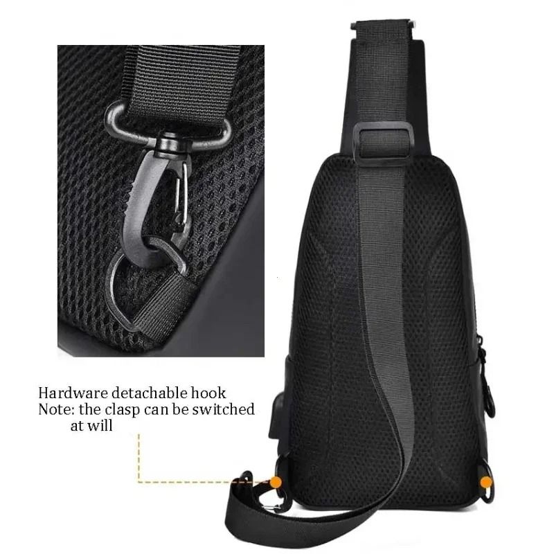 Mens Crossbody Chest Bag With USB Charging Port Casual Shoulder Bag 5