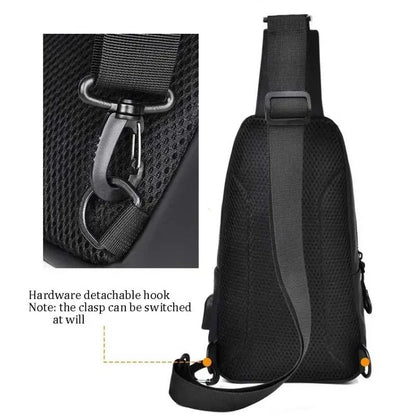 Mens Crossbody Chest Bag With USB Charging Port Casual Shoulder Bag 5