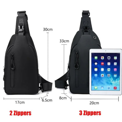 Mens Crossbody Chest Bag With USB Charging Port Casual Shoulder Bag 6