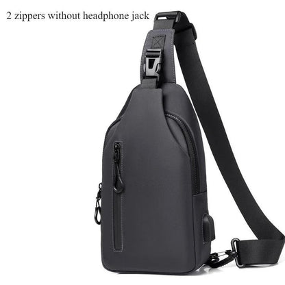 Mens Crossbody Chest Bag With USB Charging Port Casual Shoulder Bag 7