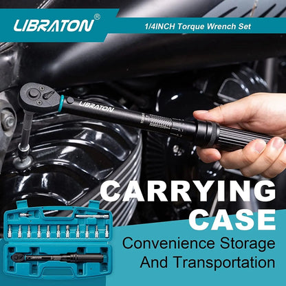 Bike Torque Wrench 1 4 Inch Drive Click Set With Hex Torx Bits And Extension Bar 5