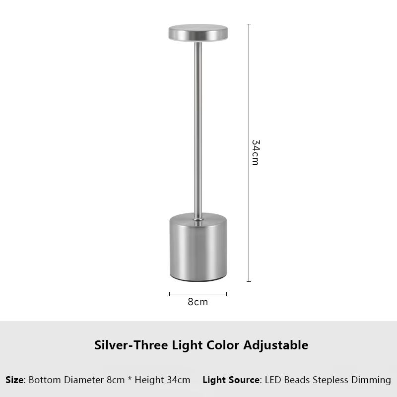 Rechargeable Metal Touch Sensor LED Table Lamp  3Color Adjustable Ambient Desk  Night Light 9